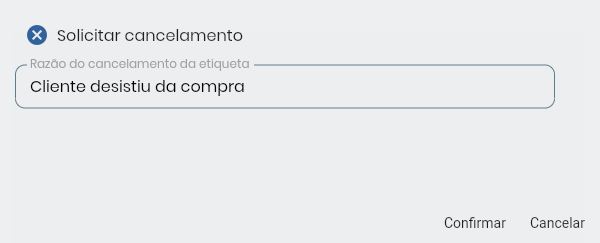 Modal de confirmação de cancelamento com campo justificativa