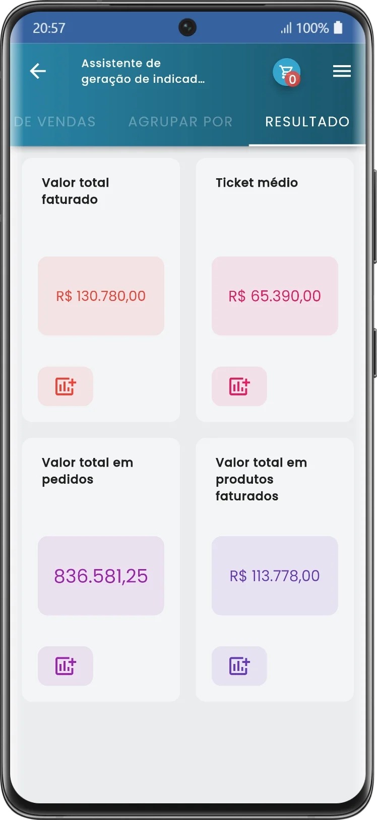 Interface em dispositivo móvel