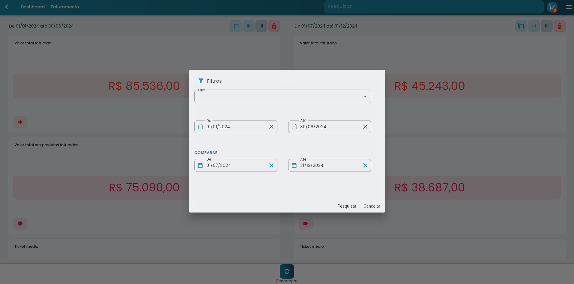 Comparação entre períodos
