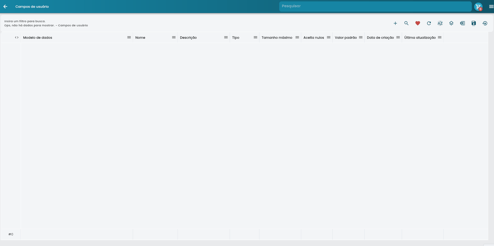 Exemplo de criação de um novo campo na tela de cotações