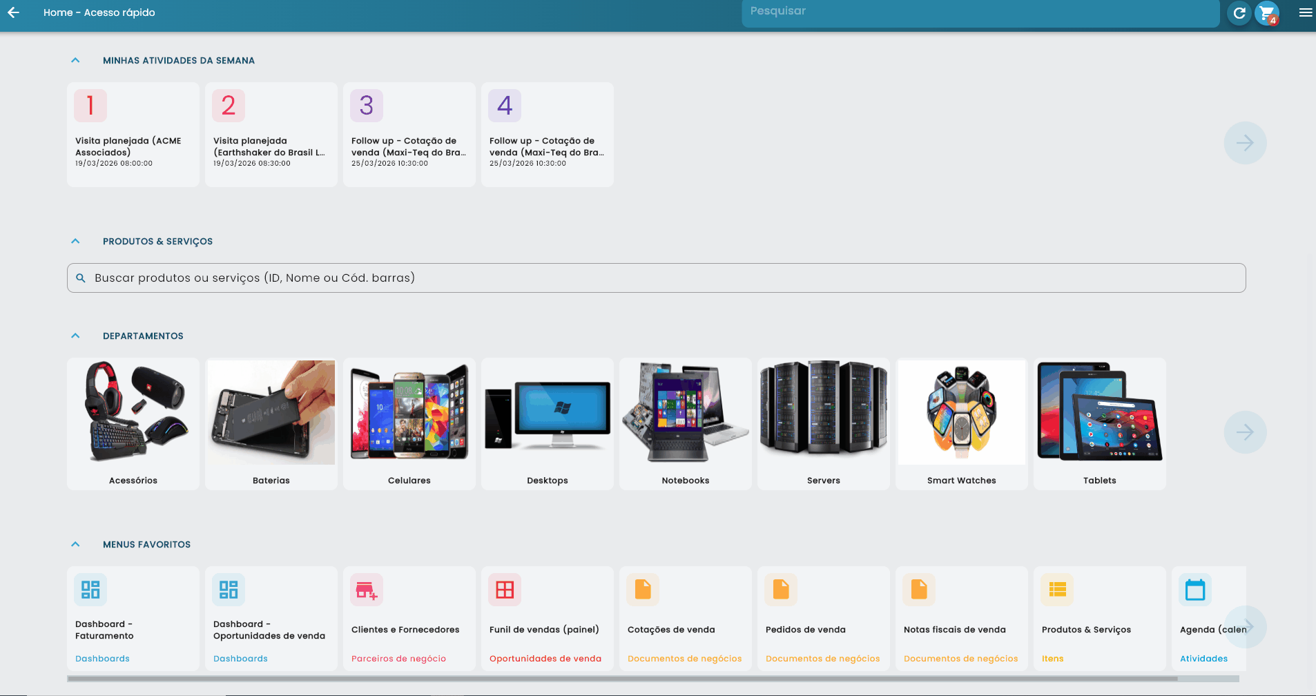 Botões de ação para pagamento online em um pedido