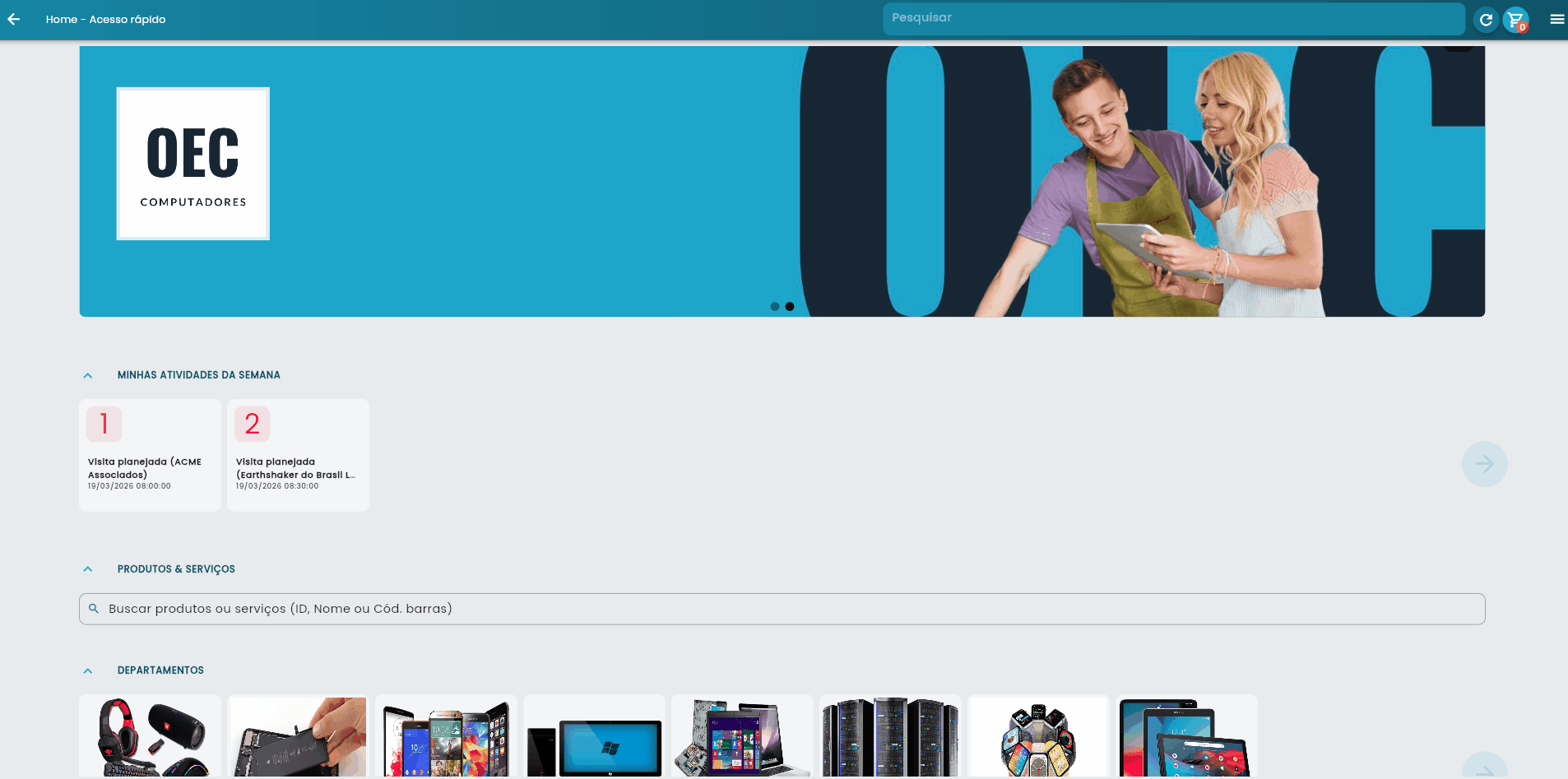 Demonstração da criação de pedido offline em computador