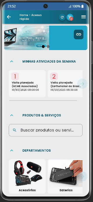 Demonstração da criação de pedido offline em dispositivo móvel