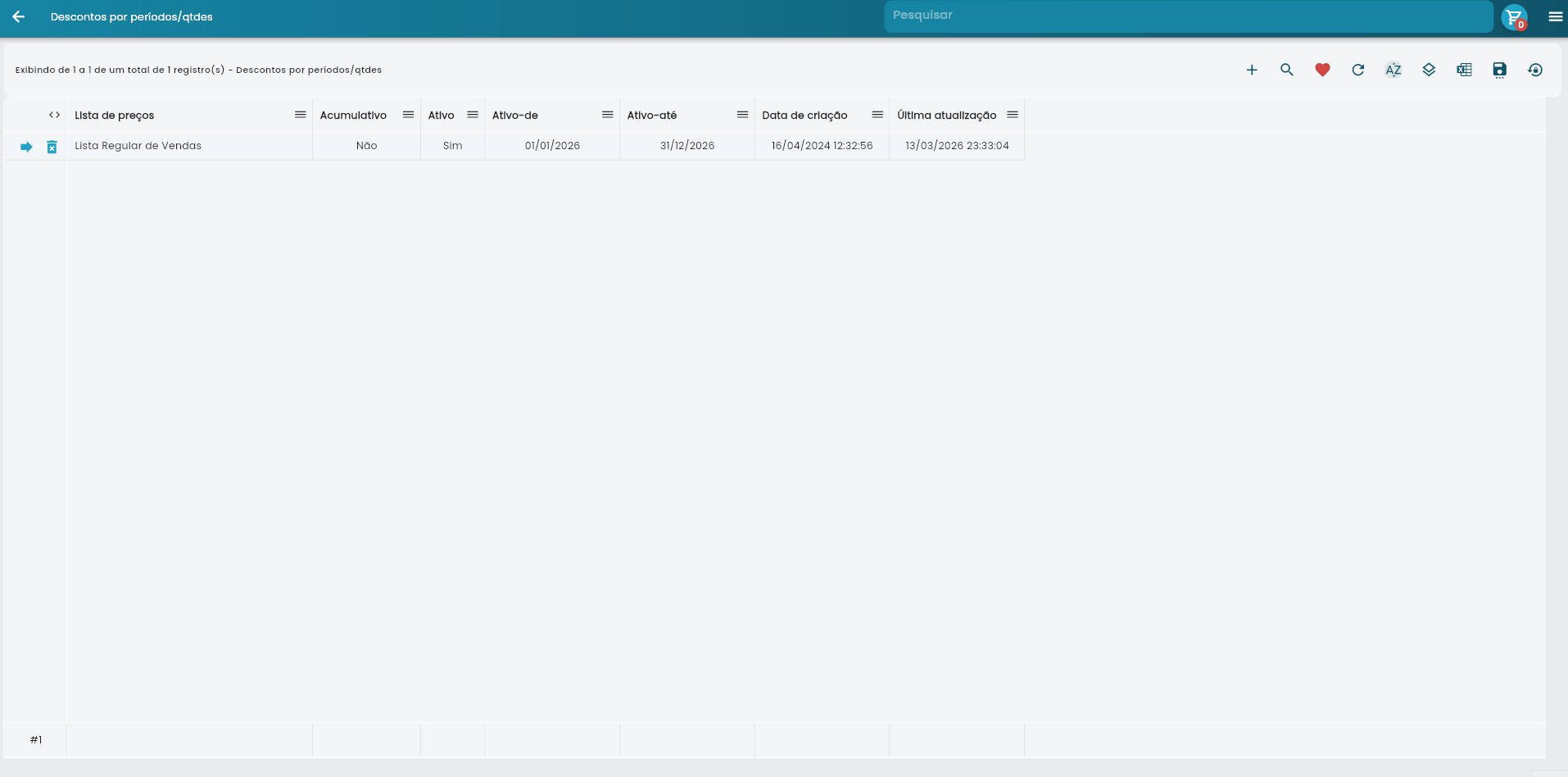 Demonstração da configuração de itens e descontos por quantidade