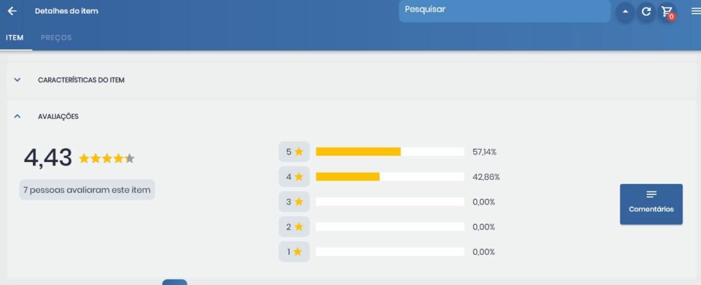 Visualização detalhada dos reviews individuais